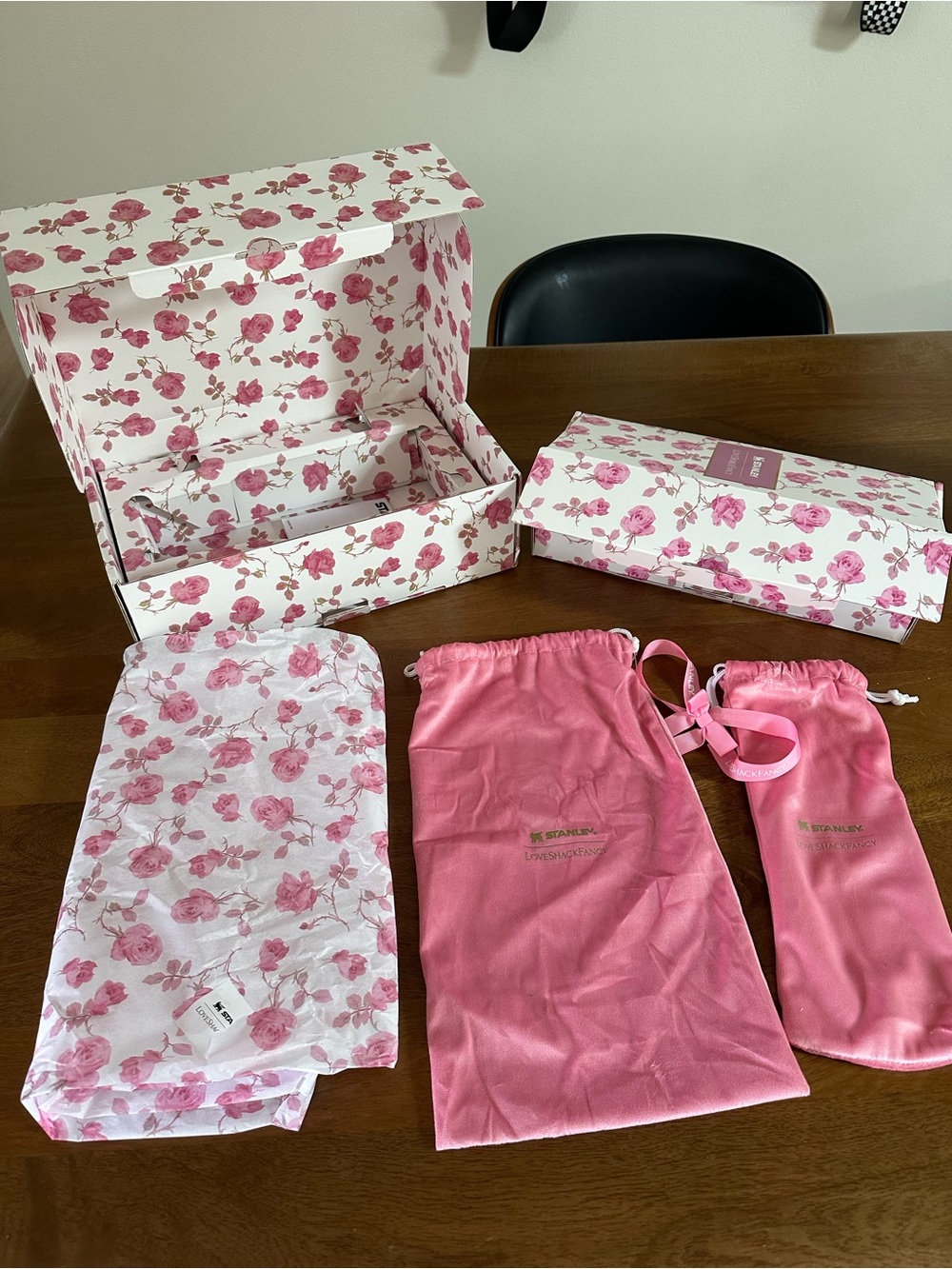 Love Shack Fancy Stanley Pink Floral Gift Box Set with Drawstring Pouches